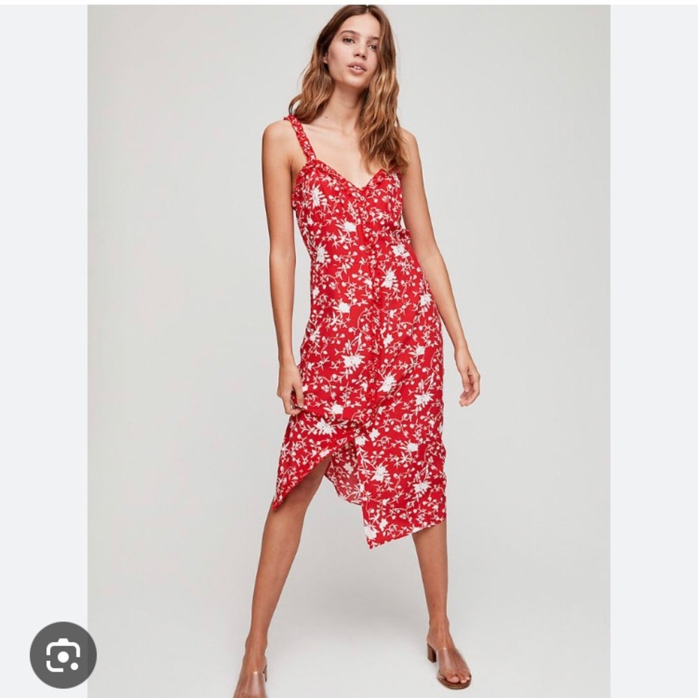 Wilfred Red and White Floral Midi Dress